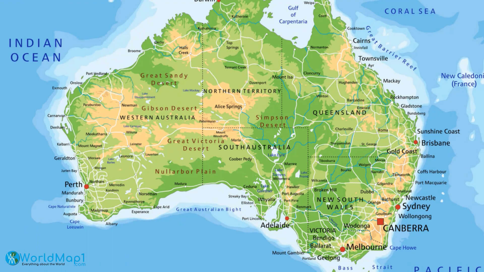 Australia Physical Map